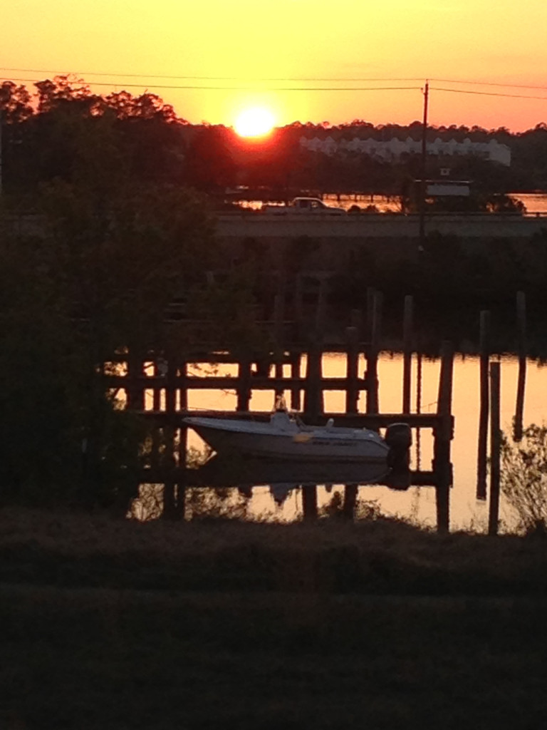 Sunset on the bayou (that's our ride to Back Bay)