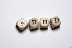 Lettered cubes arranged to spell the abbreviation ADHD. Image shot 2012. Exact date unknown.