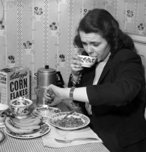 Woman Eating Breakfast in a Hurry