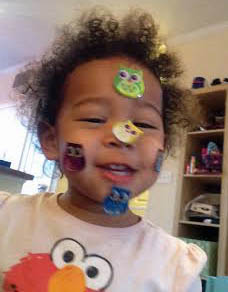 Gabby (20 month old) playing with stickers