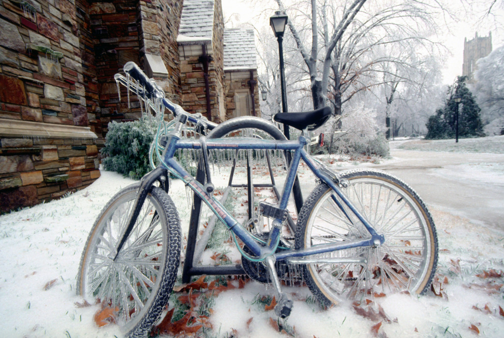 Rhodes College during the ice storm of 1994