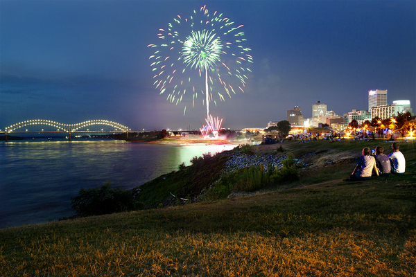 Fireworks on the Mississippi River near our home here in Memphis