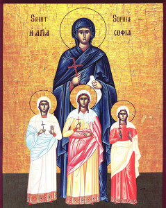 Icon of Saint Sophia and her daughters, Faith, Hope and Love