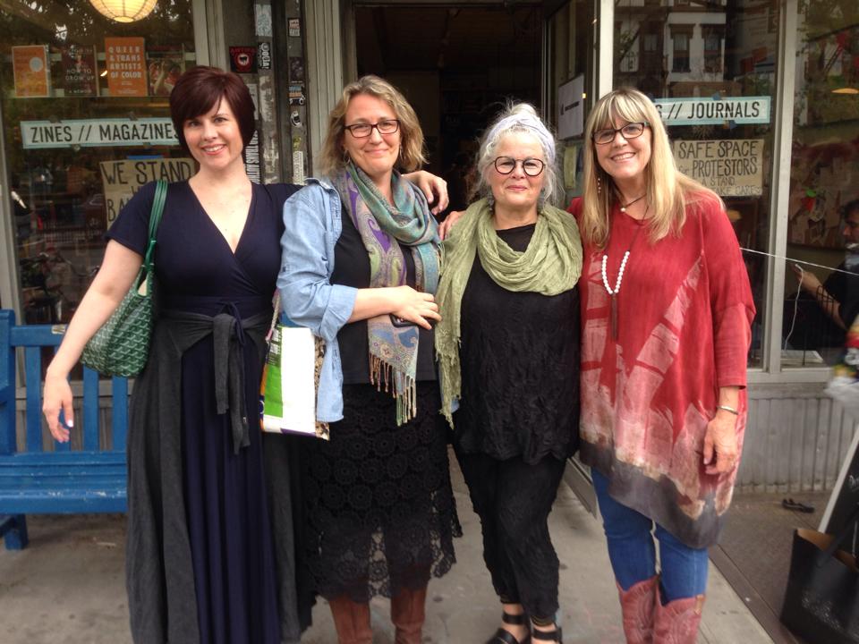 Clowning around with Alexis Paige, Penny Guisinger, and NIna Gaby before our reading at Bluestockings Friday night.