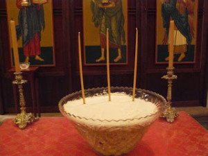 kolliva (boiled wheat) used for memorial prayers for the dead in the Orthodox Church