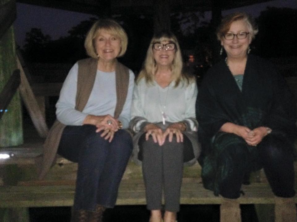 Ren Hinote (our hostess), me and Susan Marquez on the pier behind Ren's house