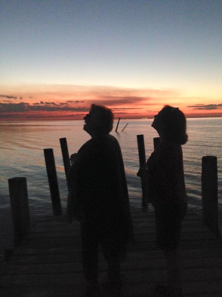 Susan Marquez and Daphne Davenport watching the lantern they just launched. Magical.