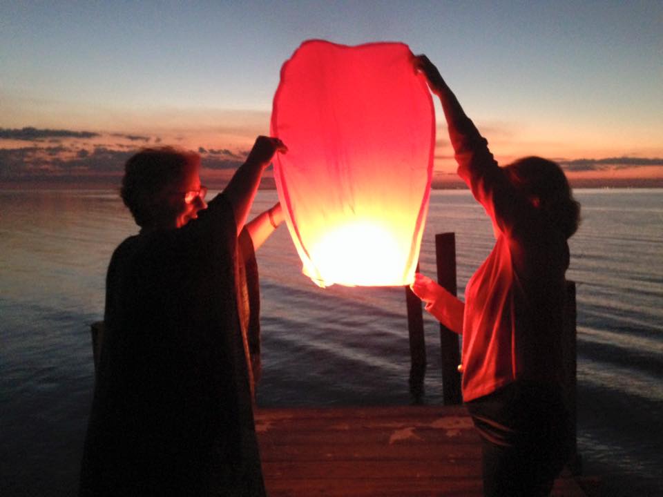 Susan Marquez and Daphne Davenport launching the lantern...