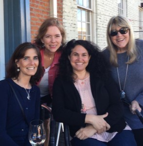 Eileen Saunders, Daphne Davenport, Julie Cantrell and me at the City Grocery balcony bar after the Oxford Writes workshop