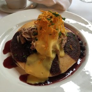 My entree? Duck and poached eggs on blueberry pancakes!