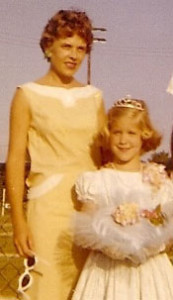 Mom and me when I was crowned queen of the little league, circa 1961