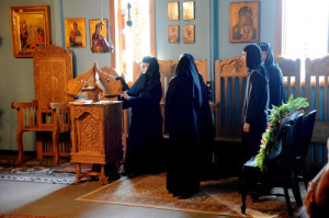 nuns chanting at Holy Dormition Monastery, Rives Junction, Michigan