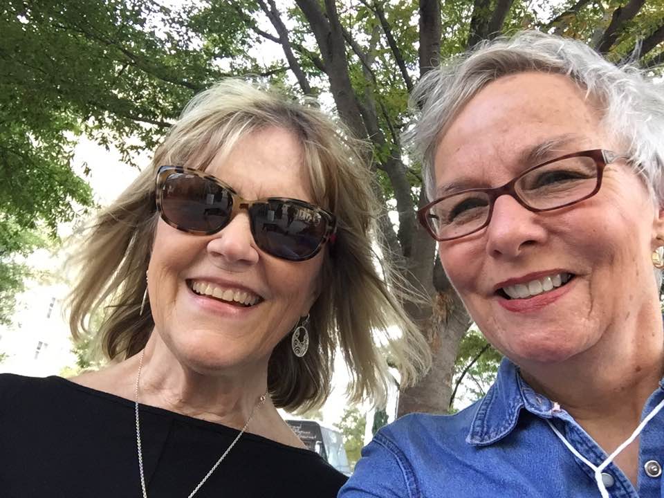 Enjoying the breeze at the outdoor music venue with South Carolina author Brenda McClain