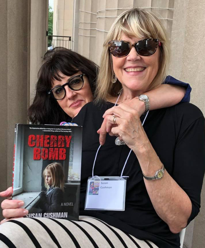 With my author friend River Jordan, just before she interviewed me at the Southern Festival of Books in Nashville for Clearstory Radio