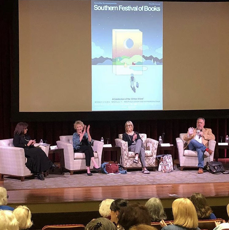 That's Rebecca Wells, lower left with blonde hair speaking to our panel for Southern Writers on Writing: River Jordan, Lee Smith, me, and Niles Reddick.